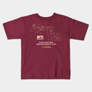 Route Map Design, The Lewis and Clark Trail Kids T-Shirt